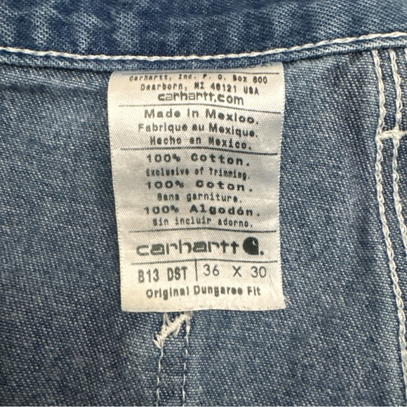 Carhartt Carpenter Jeans Mens 36x30 Blue Original Dungaree Fit Straight B13 DST - Picture 6 of 12